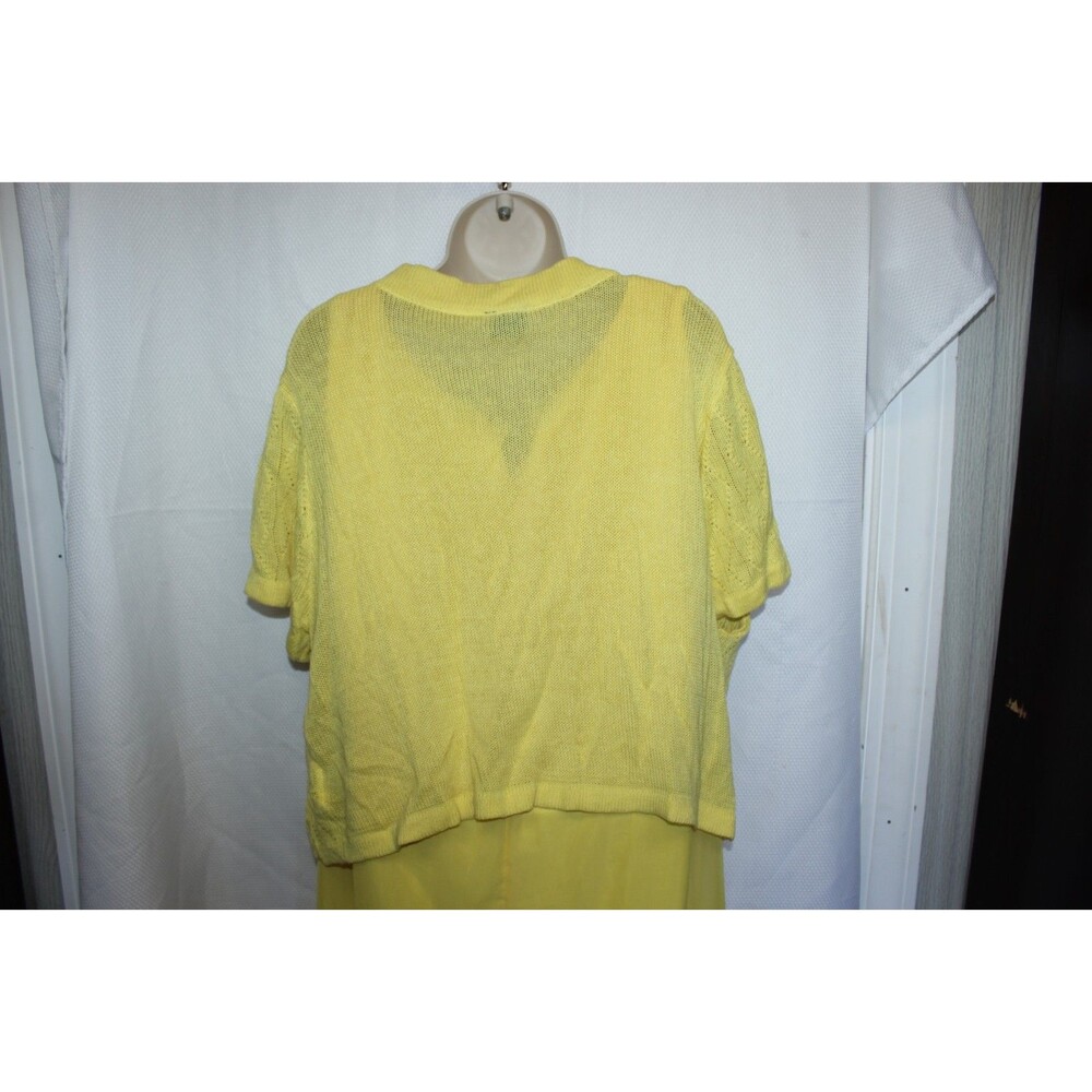 Ashley Stewart 22/24 Dress + 2X Sweater Cardigan Women Yellow Set Outfit Lemon - Picture 10 of 16